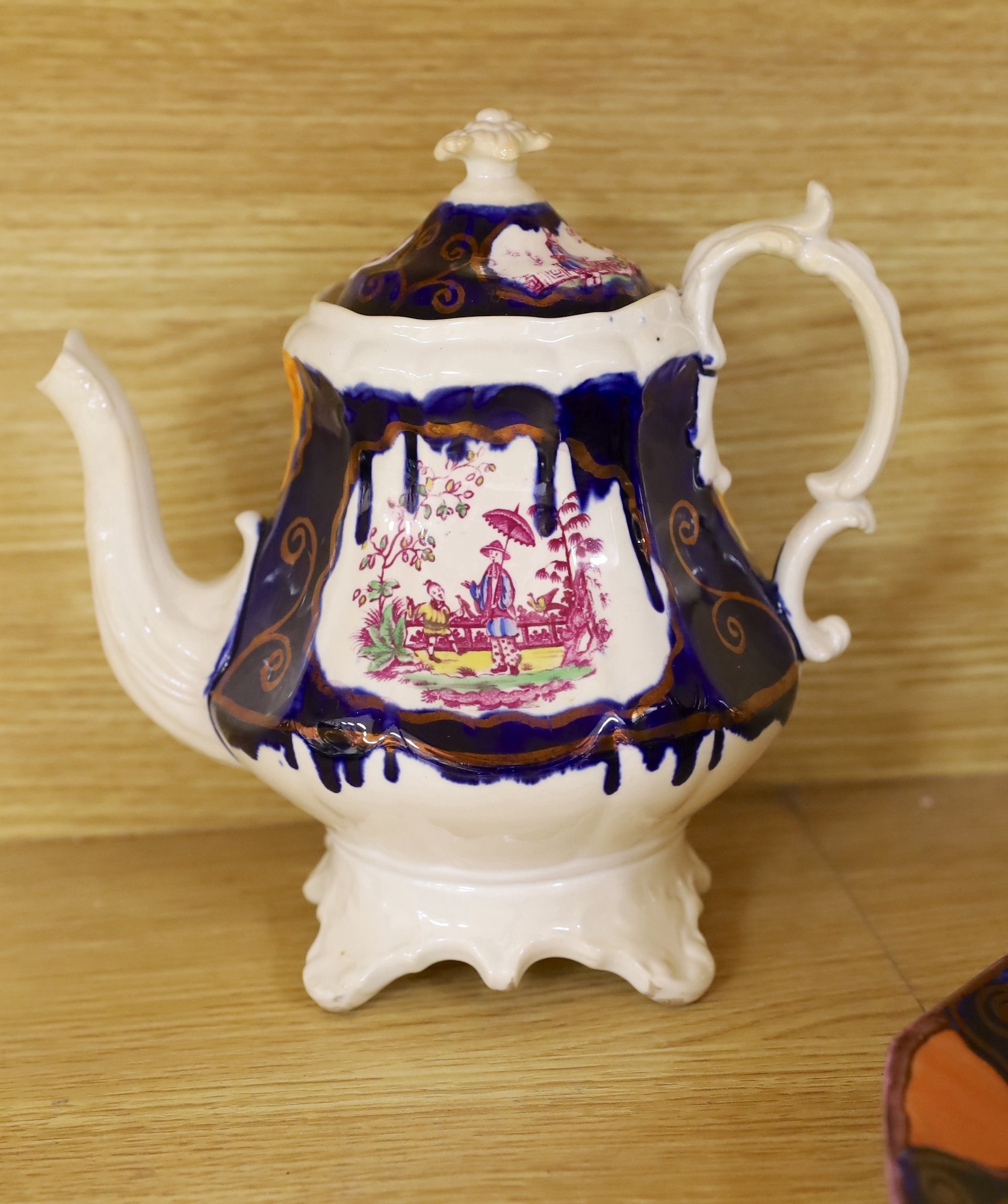 A quantity of Gaudy Welsh lustre tea wares with chinoiserie motifs